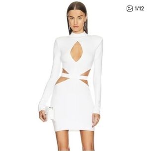 Michael Costello x REVOLVE Jalene Mini Dress with Shoulder Pads in White Size XS